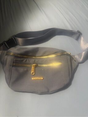 Light blue Crossbody Waist Bag with Gold Hardware